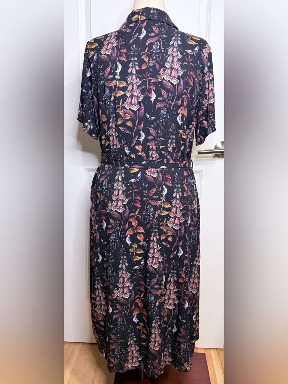 NEW Disturbia Foxglove Midi Shirt Dress Pockets Dark Botanical Goth Grunge US12 - Picture 7 of 13